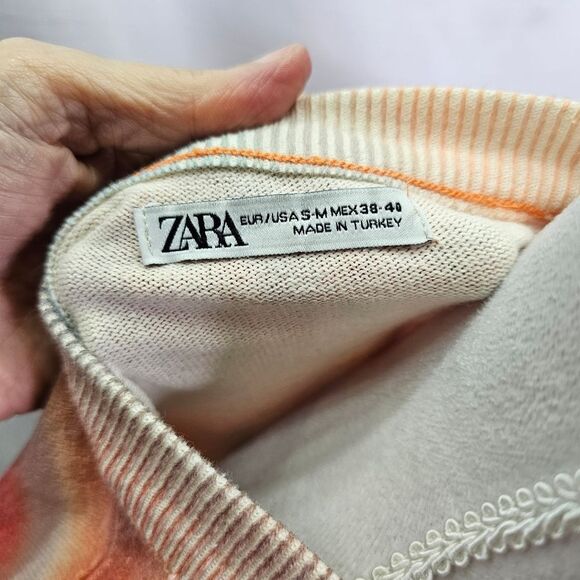 Zara Oversized Tie Dye Short Sleeve Sweater Size Medium - Picture 4 of 8